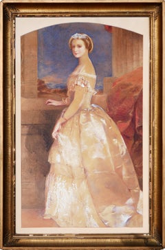 Pastellfarbenes Porträtgemälde der französischen Kaiserin Eugénie de Montijo