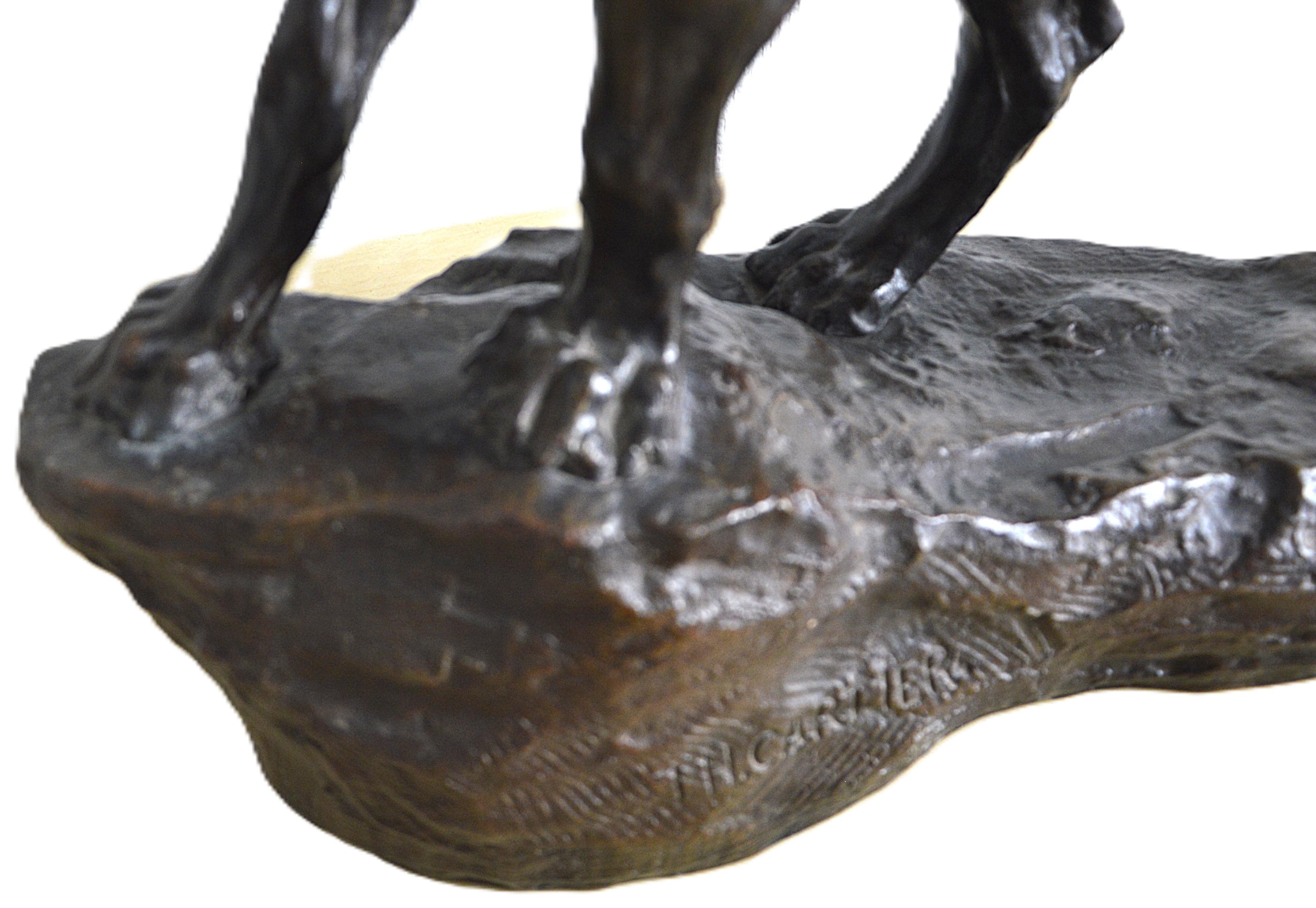 Chien de berger allemand par Thomas Cartier 20e siècle - Jugendstil Sculpture par Thomas Franois Cartier