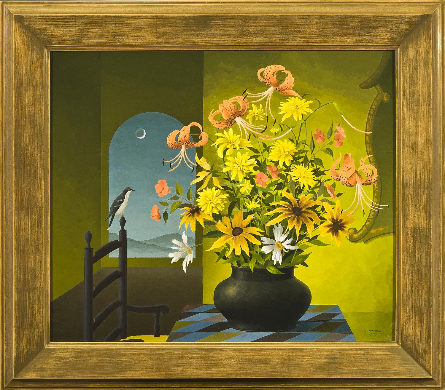 Still Life of Flowers - Brown Still-Life Painting by Thomas Fransioli