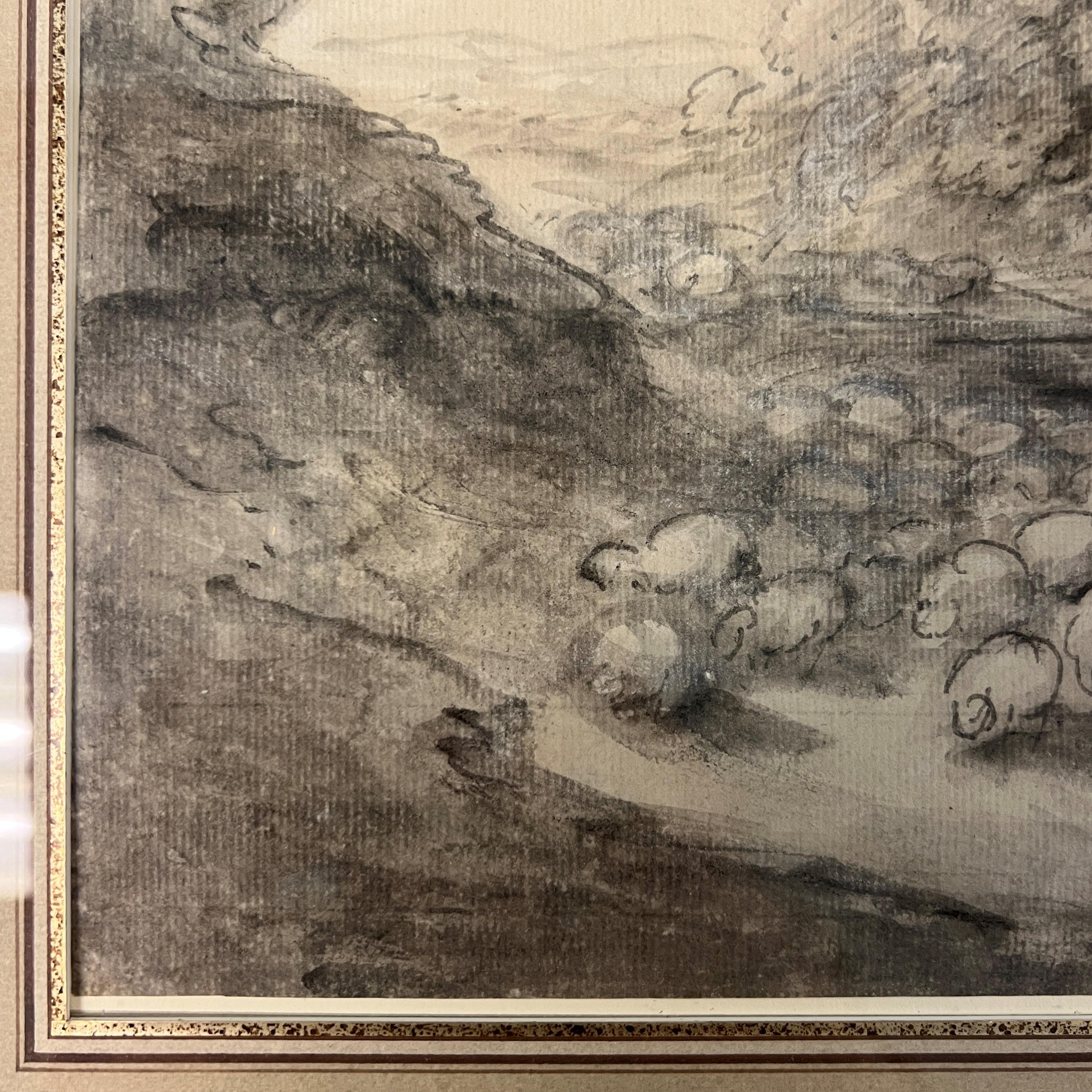 Thomas Gainsborough Framed Landscape Drawing For Sale 3