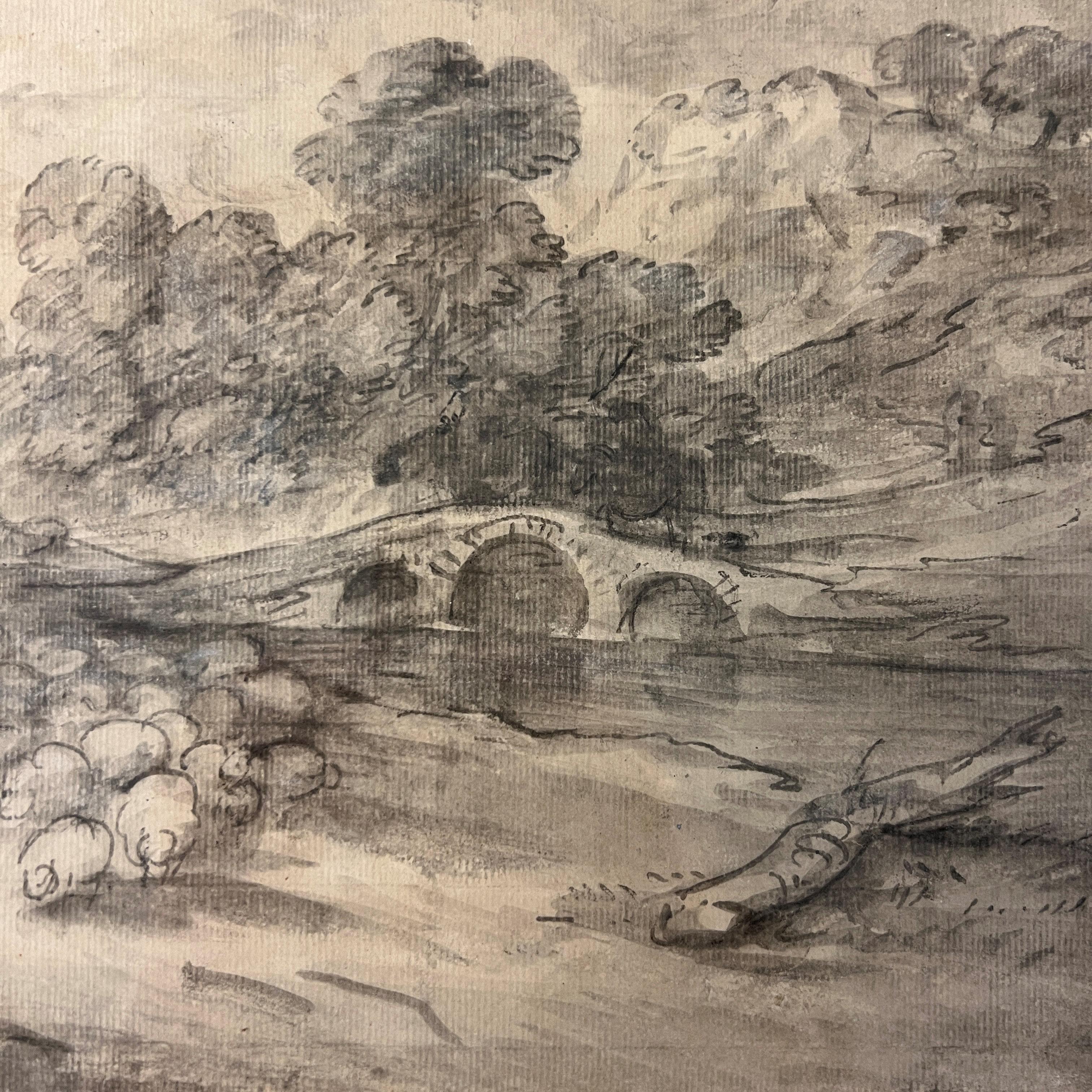 Thomas Gainsborough Framed Landscape Drawing For Sale 1