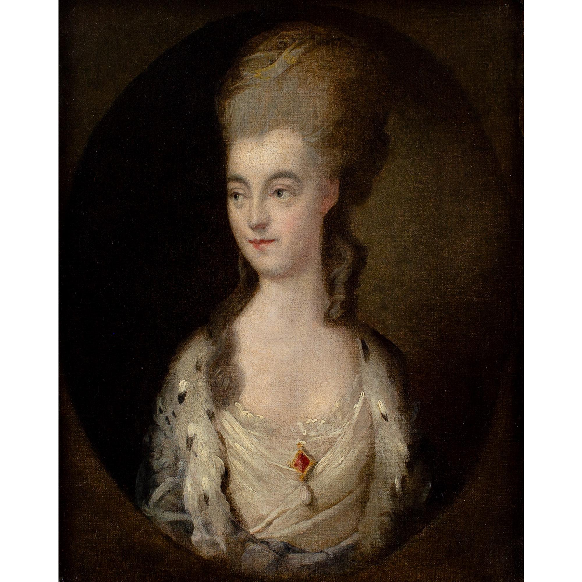 Thomas Gainsborough (Follower), Portrait Of Miss Sparrow For Sale 1