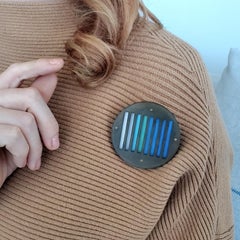 Thomas Gentille 1970 Color Gradation Brooch in 18kt Gold Bronze Copper & Lucite