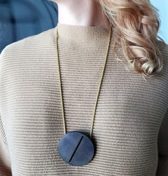 Thomas Gentille 1970 Geometric Inclined Fracture Pendant Brooch 18kt Gold Bronze