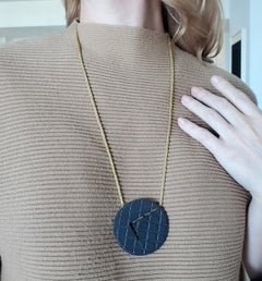 Thomas Gentille 1970 Geometric Linear Pendant Brooch In Bronze And 18kt Gold