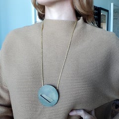 Thomas Gentille 1970 Geometric Perforation 1 Pendant Brooch In 18kt Gold Bronze