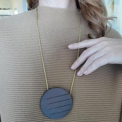 Thomas Gentille 1970 Geometric Round Pendant Brooch In 18kt Gold And Bronze