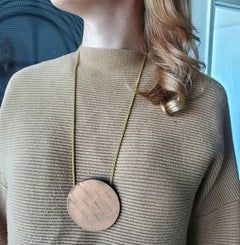 Thomas Gentille 1970 Geometric Round Pendant Brooch In 18kt Gold Bronze & Copper