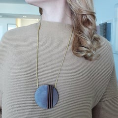 Thomas Gentille 1970 Geometric Tubular Pendant Brooch 18kt Gold Bronze & Copper