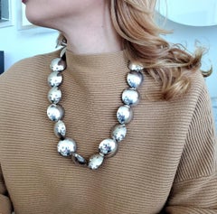 Thomas Gentille 1970 NYC Sculptural Op-Art Necklace In Solid Sterling Silver