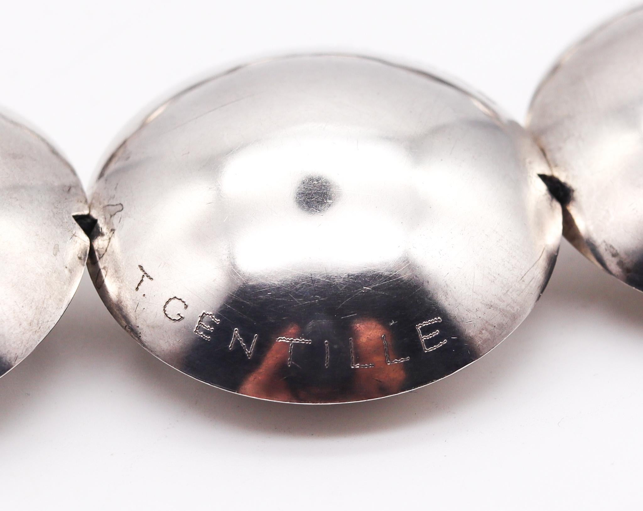 Women's Thomas Gentille 1970 NYC Sculptural Op-Art Necklace In Solid Sterling Silver