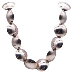 Thomas Gentille 1970 NYC Sculptural Op-Art Necklace In Solid Sterling Silver