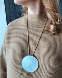 Thomas Gentille 1970 Silver Geometric Pendant Brooch 18kt Gold Bronze And Lucite