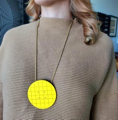 Thomas Gentille 1970 Yellow Geometric Pendant Brooch 18kt Gold Bronze And Lucite