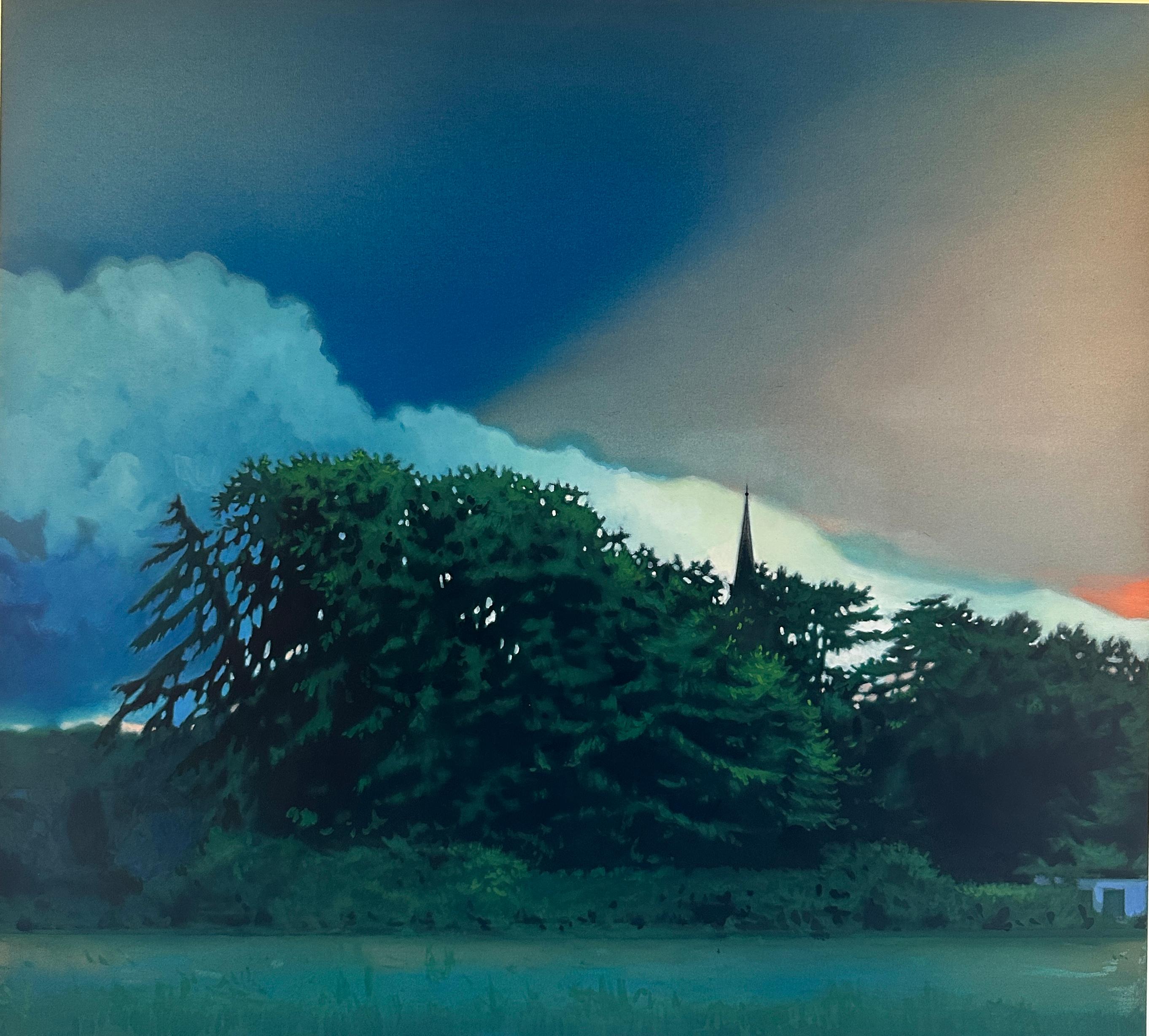 Landscape Painting di Thomas Geyer - Campanile della chiesa