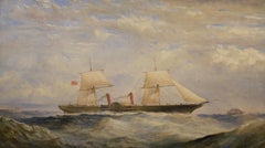 "Steamer Ship on the High Seas," 19th c. Realist, British