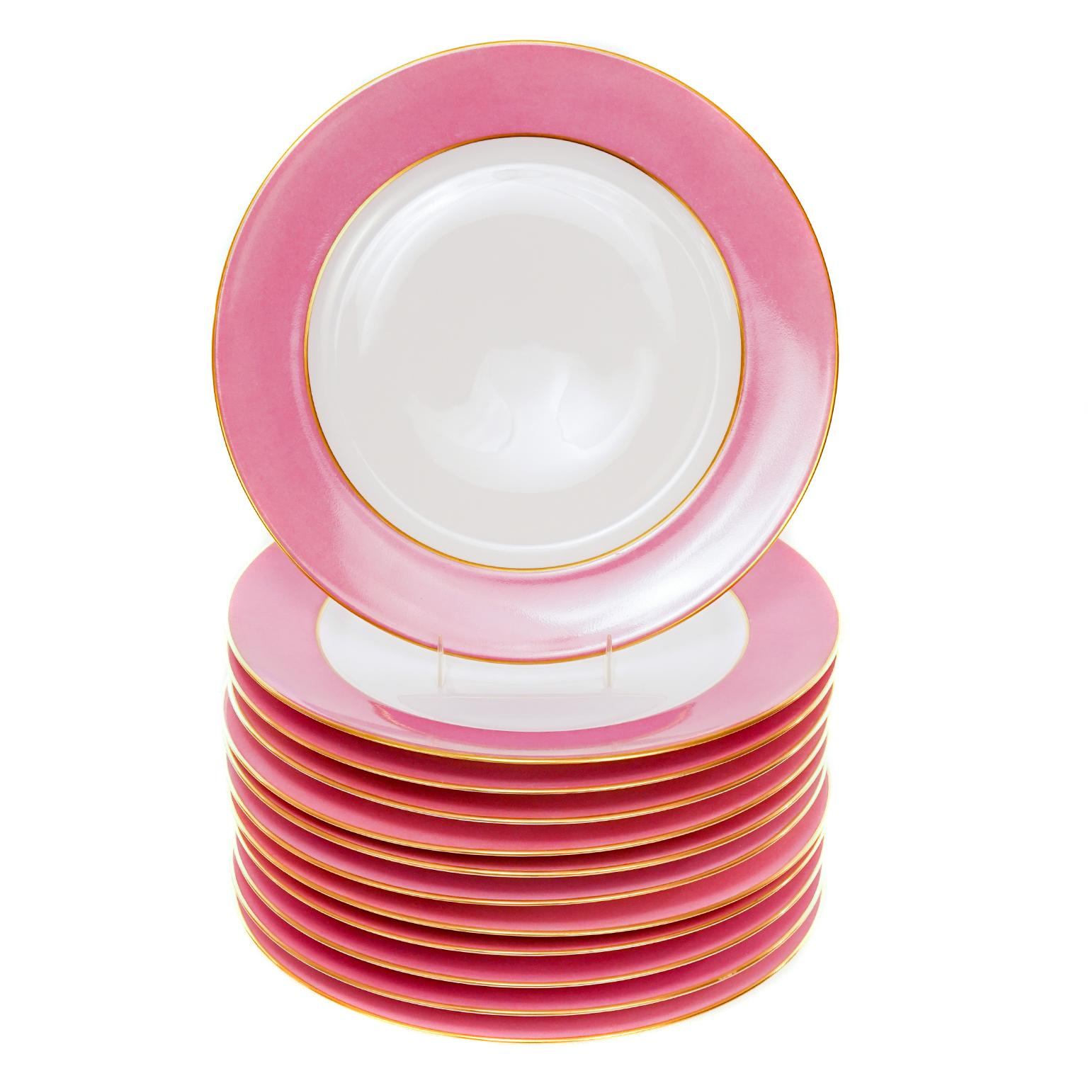 French Thomas Goode & Co. Pink Banded Chargers Limoges, France