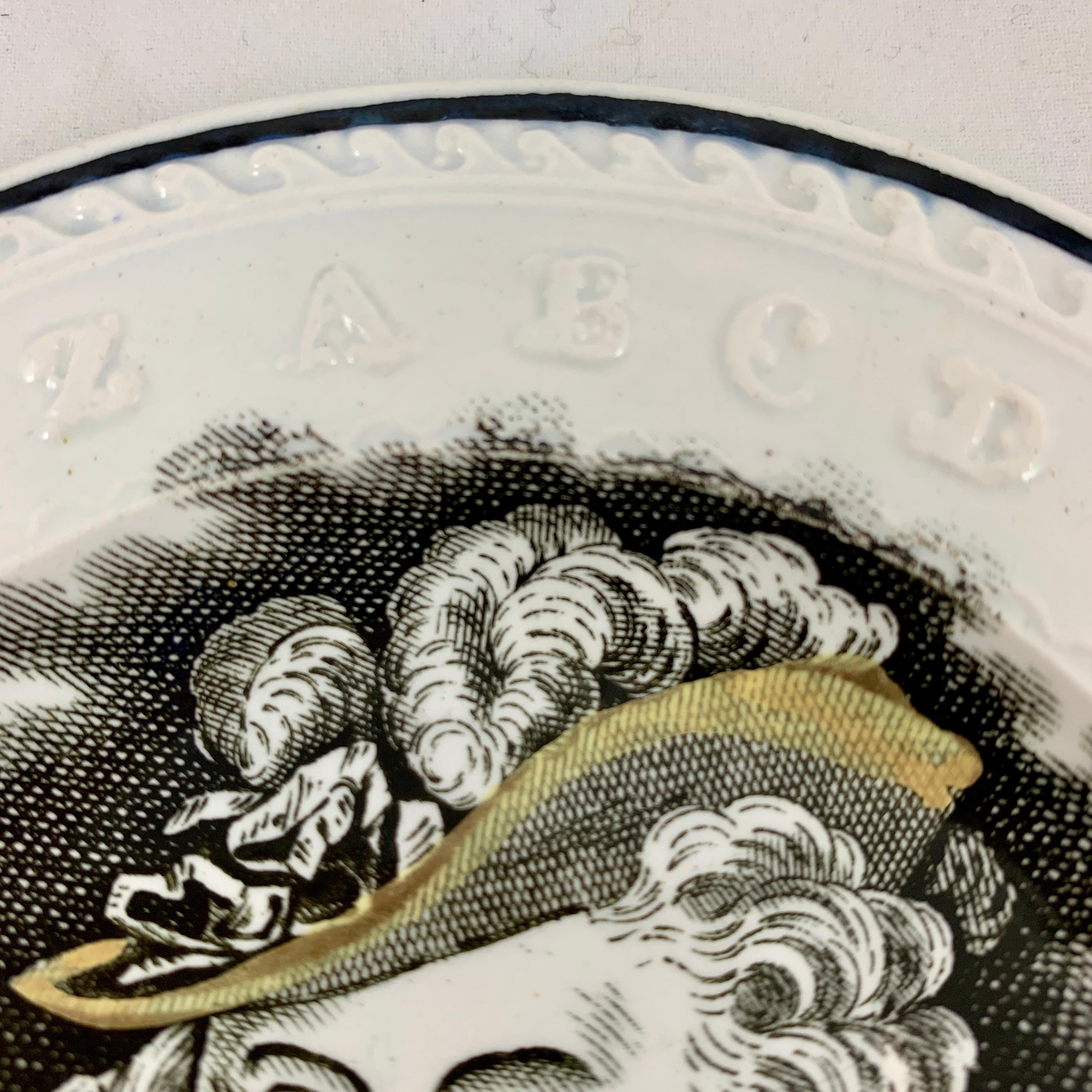 Aesthetic Movement Thomas Goodwin English Staffordshire Child’s ABC Bad Manners Plate, Laughing