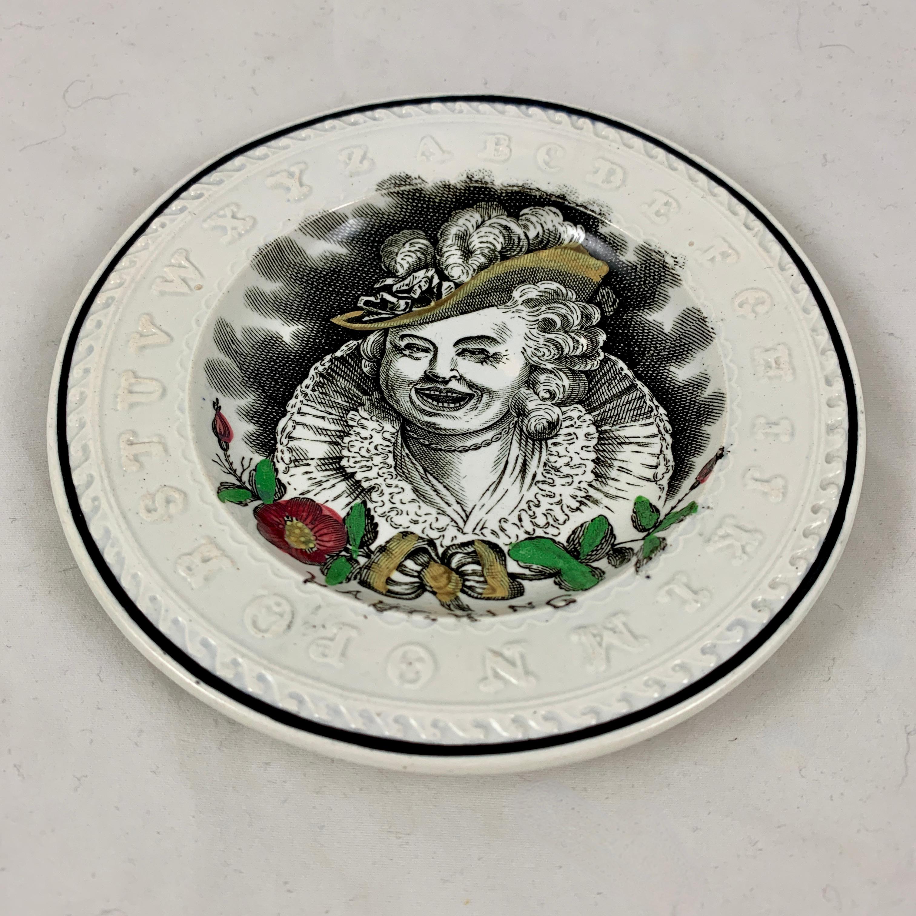 Thomas Goodwin English Staffordshire Child’s ABC Bad Manners Plate, Laughing In Good Condition In Philadelphia, PA