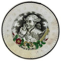 Thomas Goodwin English Staffordshire Child’s ABC Bad Manners Plate, Snuffing