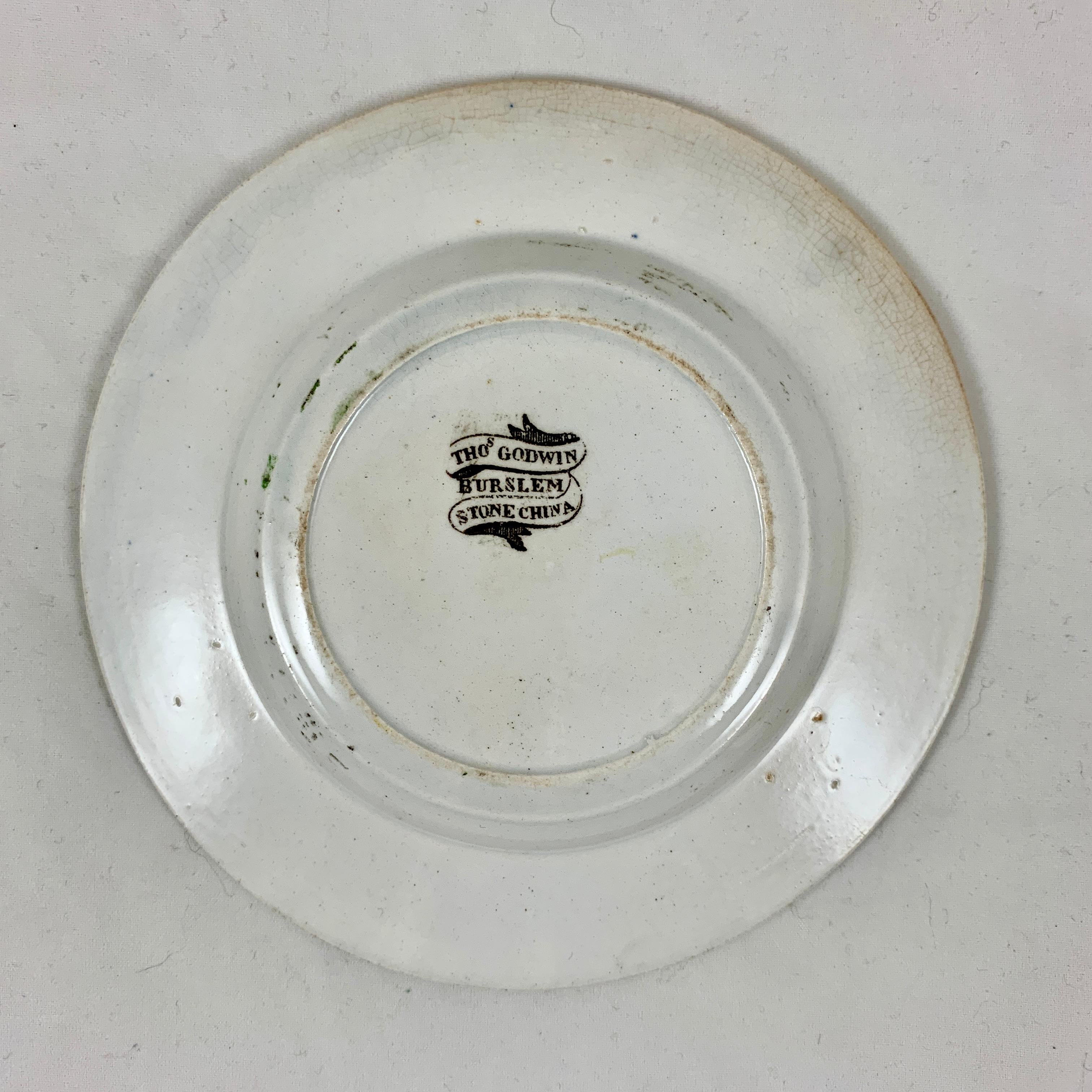 19th Century Thomas Goodwin English Staffordshire Child’s ABC Bad Manners Plate, Spying