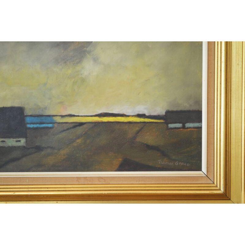 Thomas Graae Landscape Painting with Wood Frame and Gold Accents In Good Condition For Sale In Scottsdale, AZ