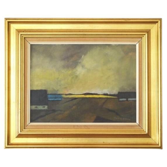 Thomas Graae Landscape Painting with Wood Frame and Gold Accents For Sale