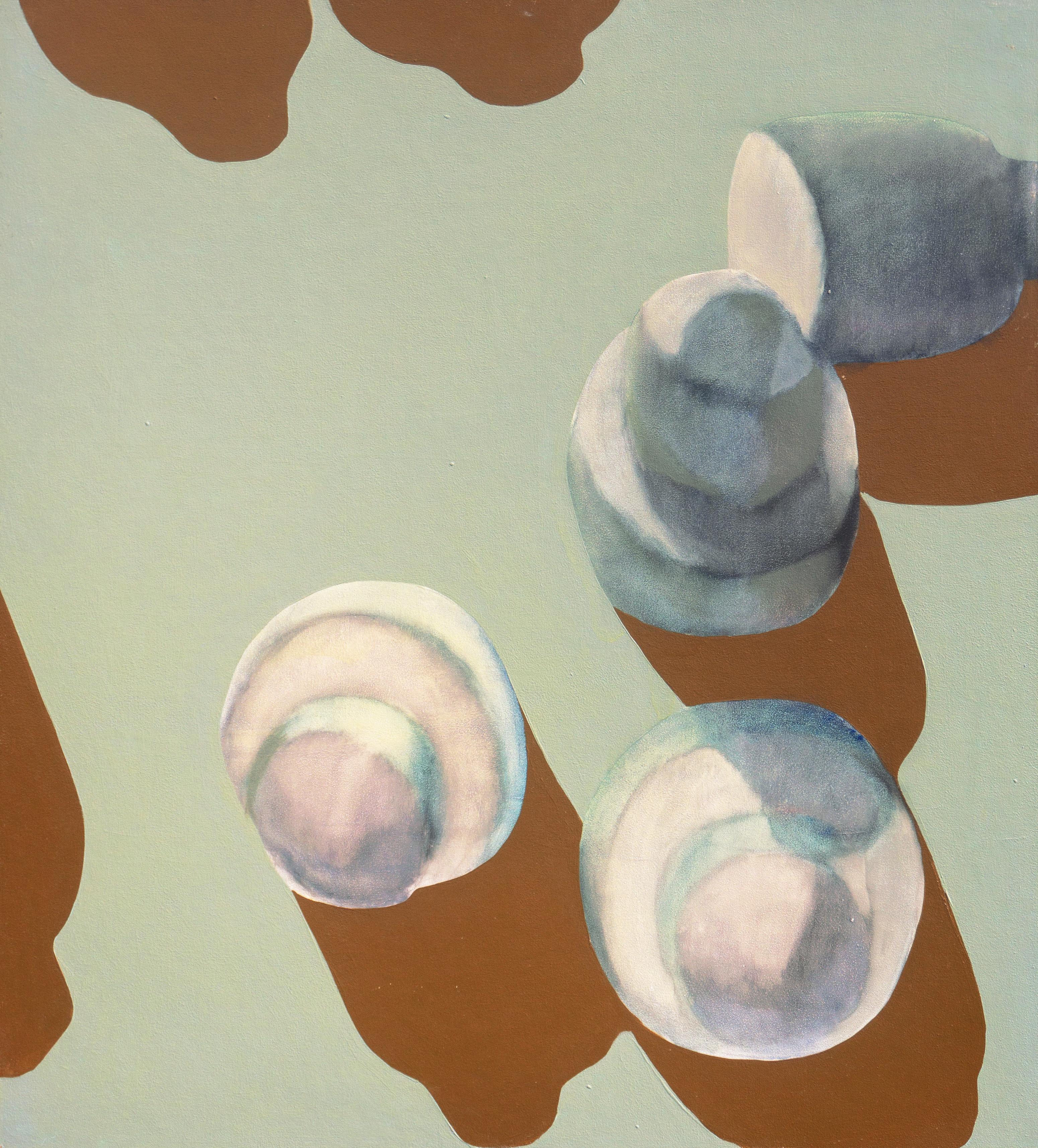 Thomas Guise Abstract Painting - 'Abstract in Umber and Jade', Royal Society of Artists, Edinburgh, Palo Alto