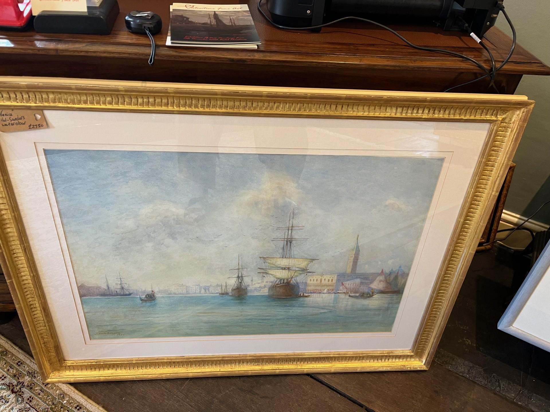 Paesaggio vittoriano Marin Acquerello Navigazione sul Canal Grande Venezia - Painting di Thomas Hale Sanders