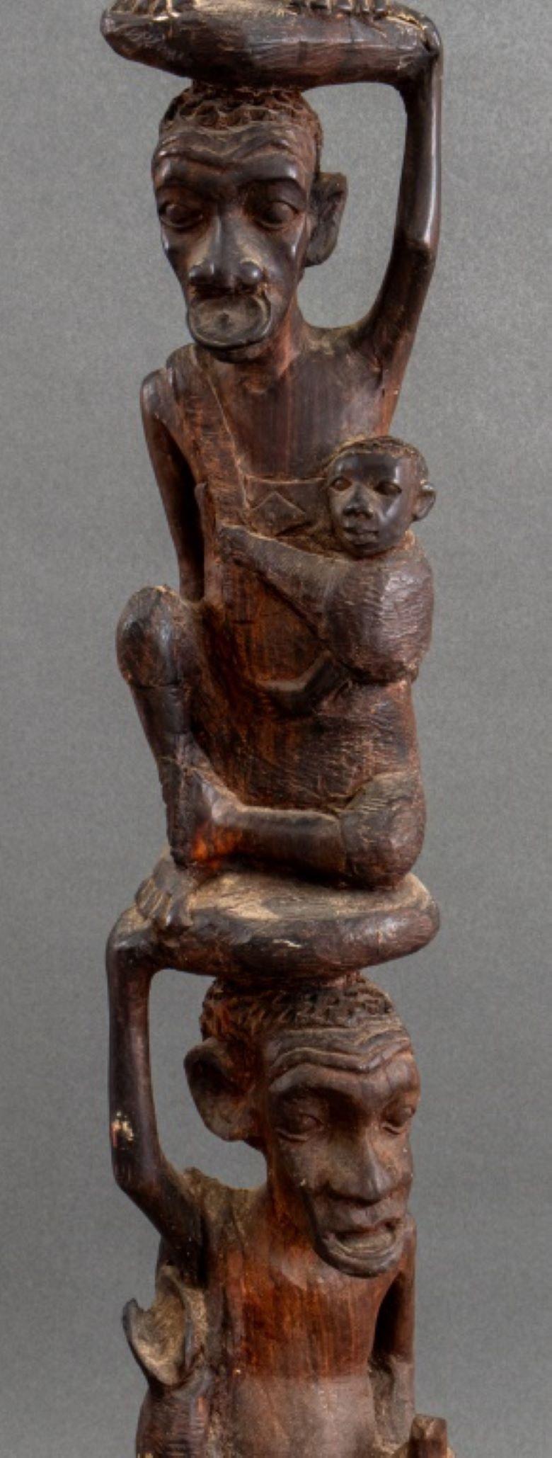 Tribal Thomas Hamis Carved Wood Tree of Life Sculpture