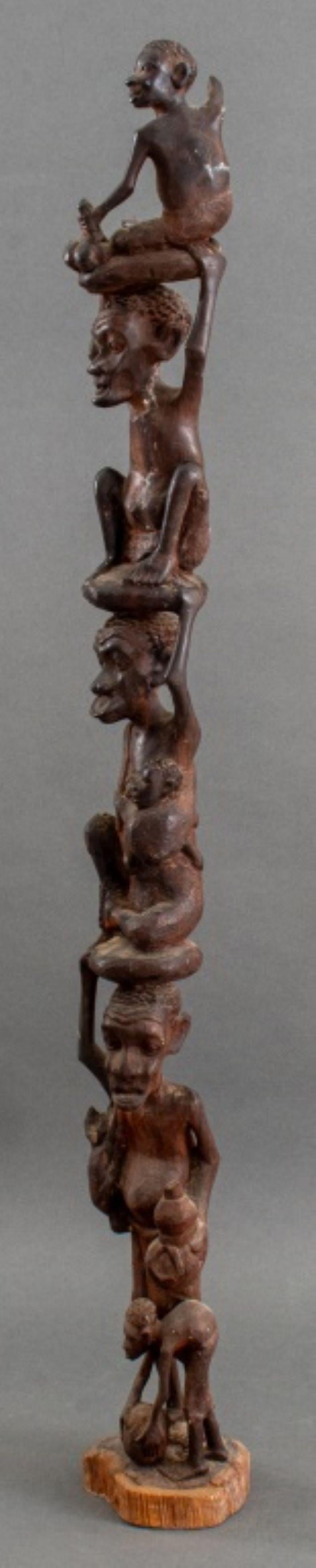 Hand-Carved Thomas Hamis Carved Wood Tree of Life Sculpture