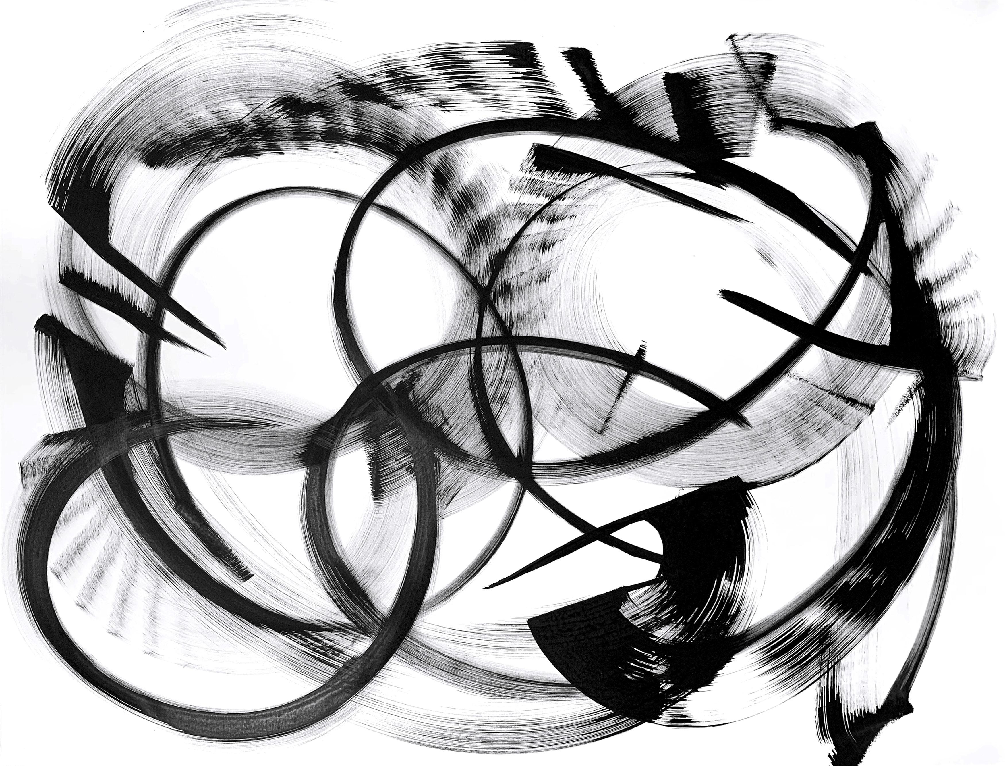 Delta Muscae - Black and White Painting - Contemporary Art by Thomas Hammer