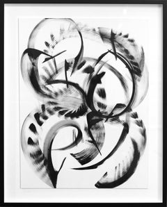 Lambda Hydrae - Framed Contemporary Abstract Black and White Painting
