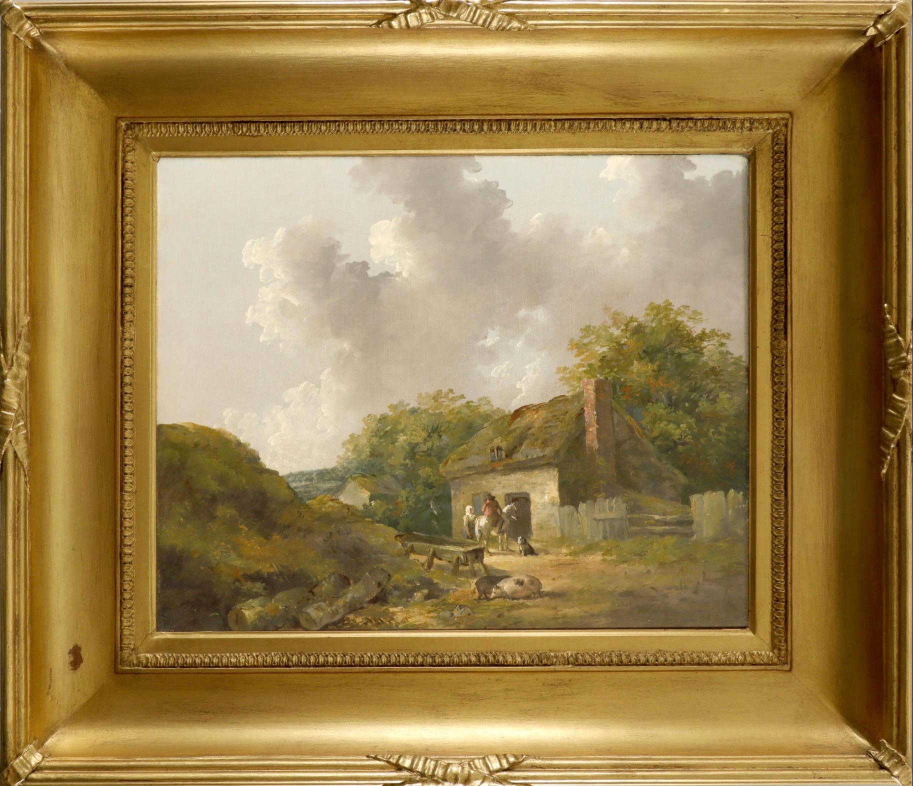 Thomas Hand Landscape Painting - 'Summer' - A group of figures outside an inn, in a landscape