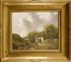 'Summer' - A group of figures outside an inn, in a landscape
