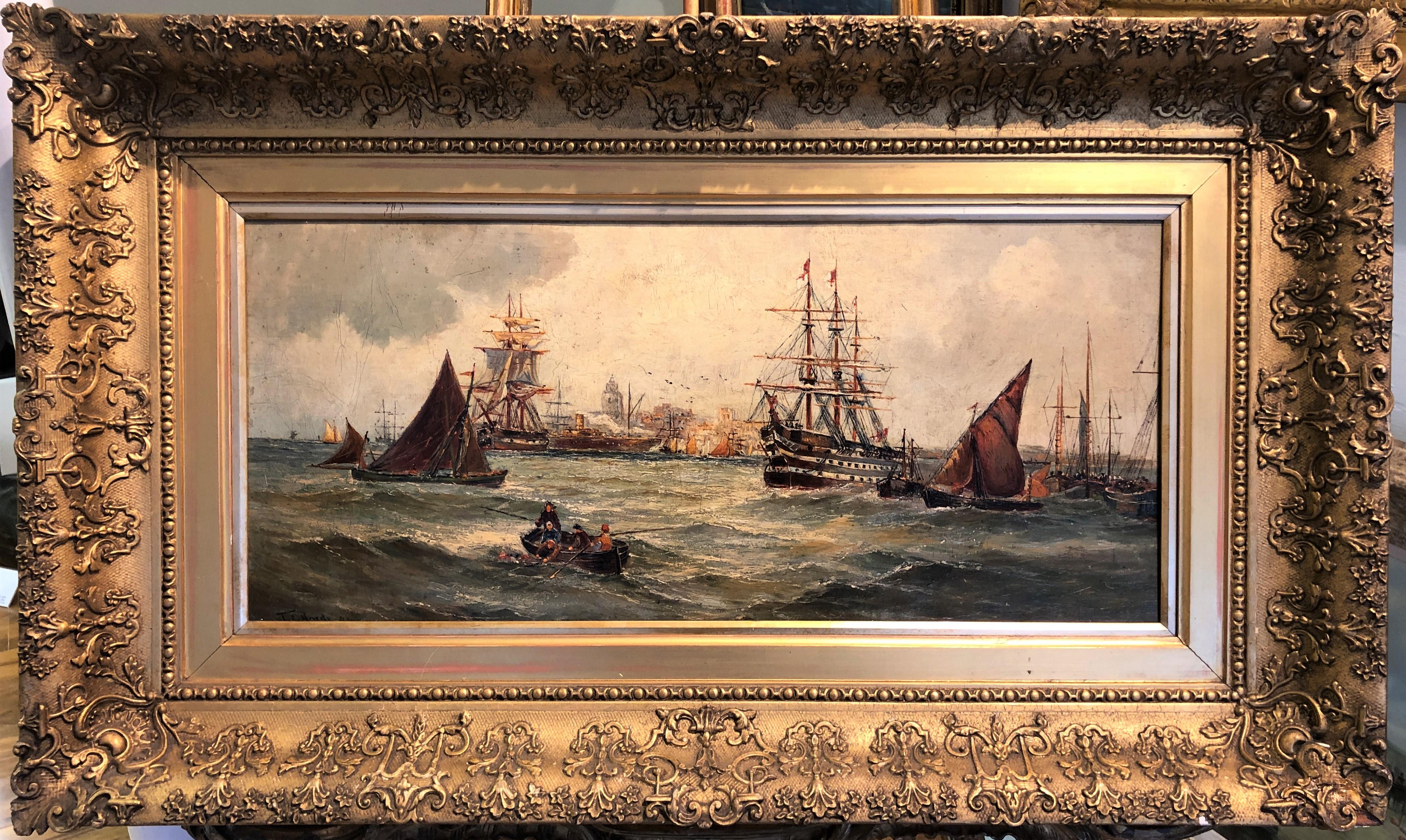 OIL PAINTING 18. Jahrhundert von Thomas B Hardy Britischer alter Meister Vergoldeter vergoldeter Rahmen  – Painting von Thomas Bush Hardy RBA