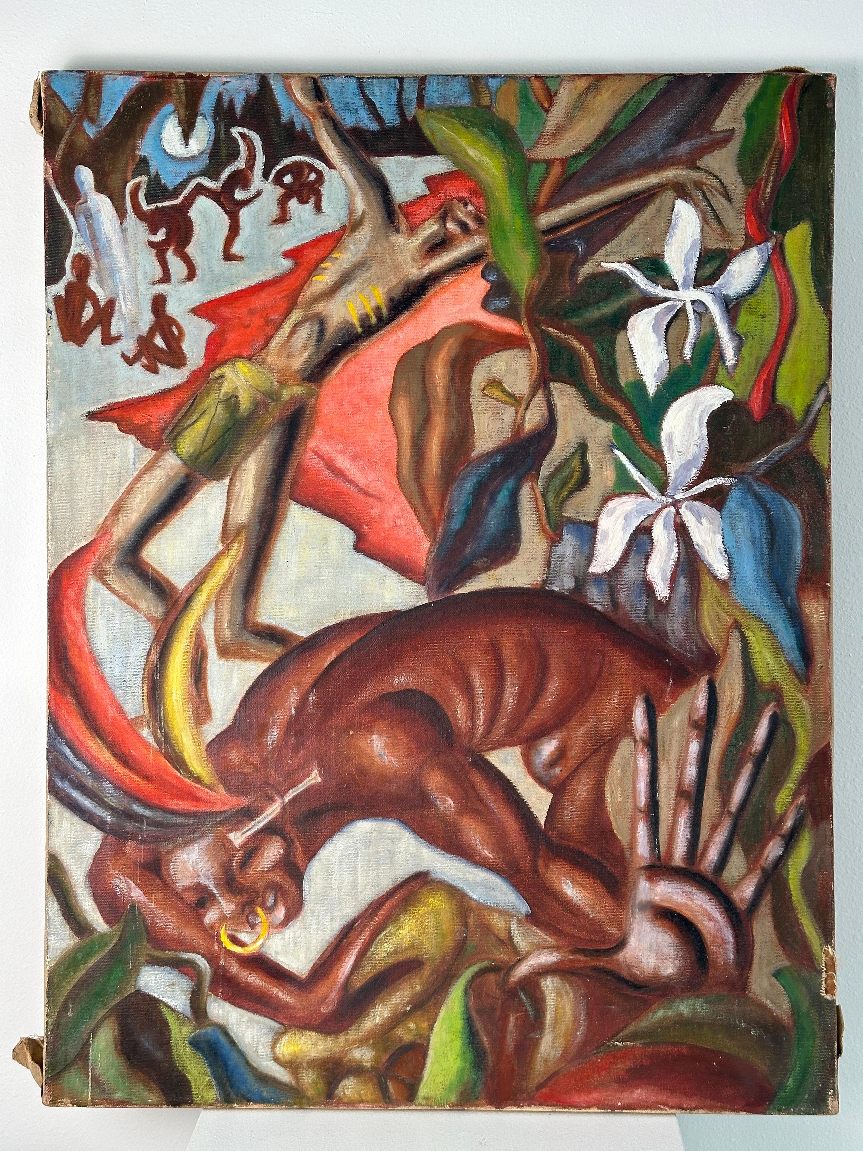 Geisterbeschwörung (Dschungeltrommeln) – Painting von Thomas Hart Benton