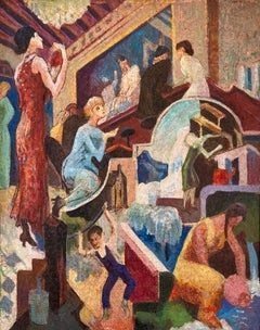 Vintage Mural Study for "History of Water" American Scene Modernism Social Realism WPA