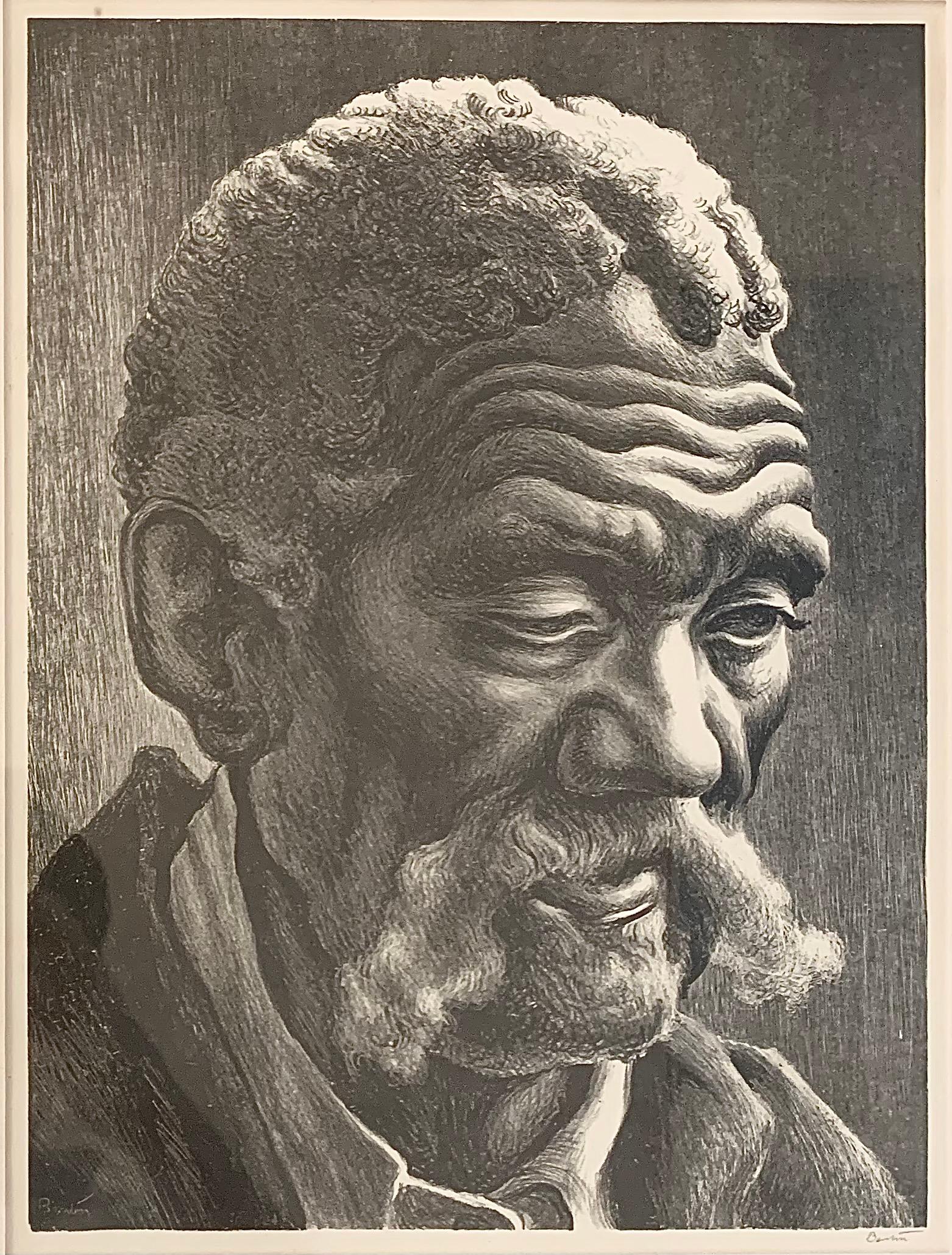 Thomas Hart Benton Portrait Print - Aaron, American Social Realist Lithograph