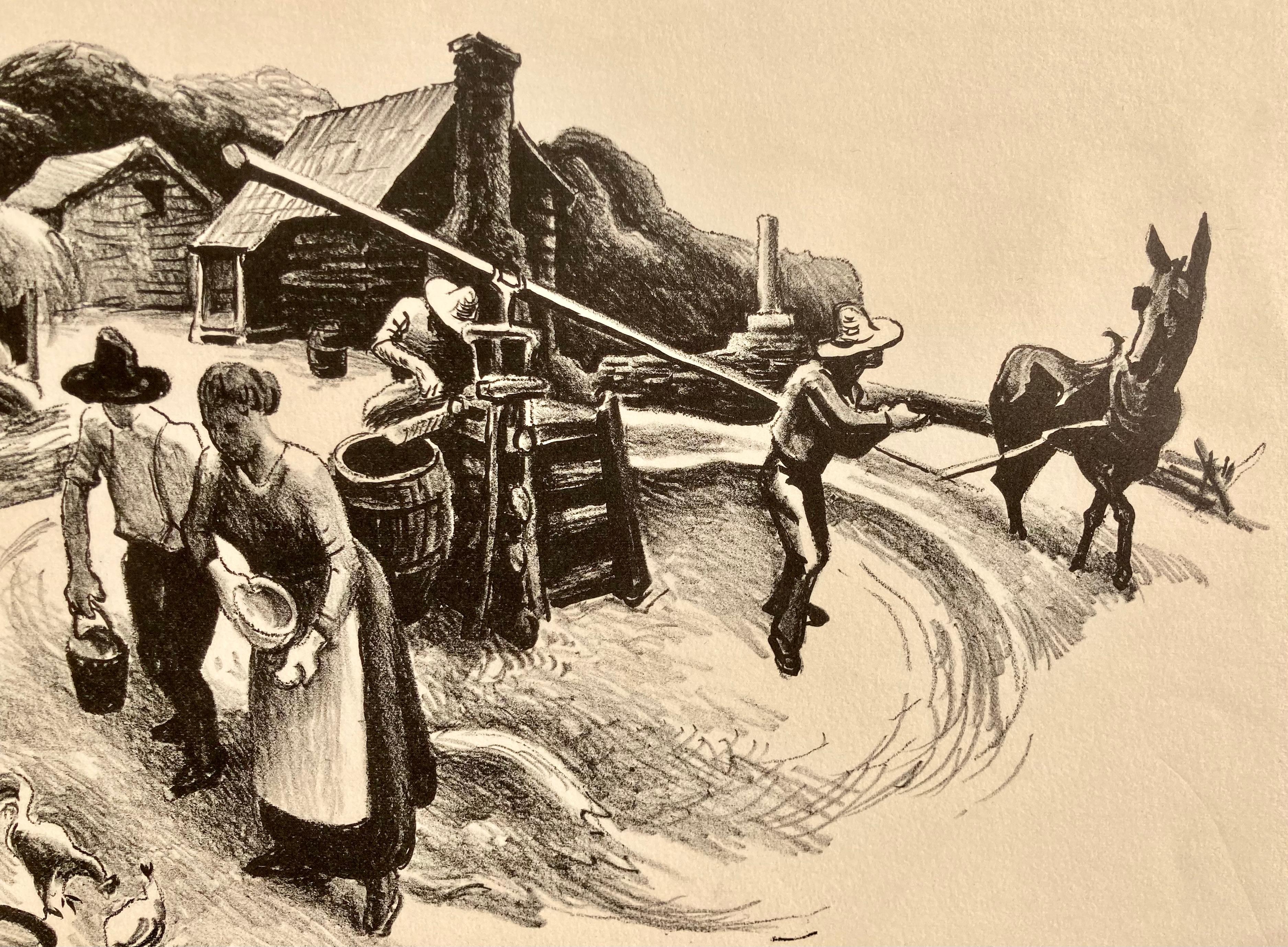 THOMAS HART BENTON (1889-1975)

MISSOURI FARMYARD, 1936 (Fath 10) AKA KANSAS FARMYARD
Lithograph as published by Associated American Artists. Edition 250. Signed in pencil and in the stone. Image 10 ¼ x 16 inches, sheet 14 3/8 x 18 5/8 inches. In