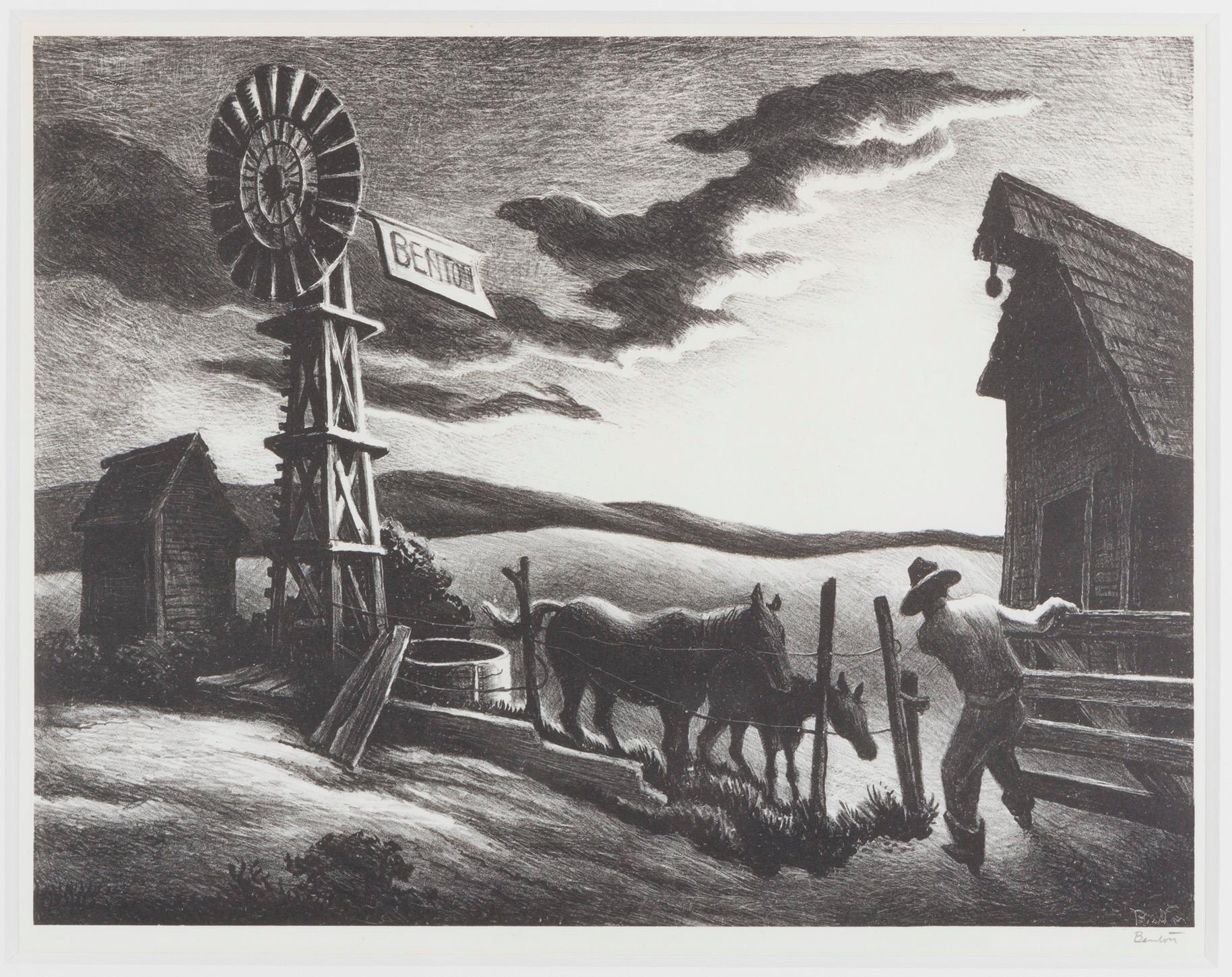 Nebraska Abend – Print von Thomas Hart Benton