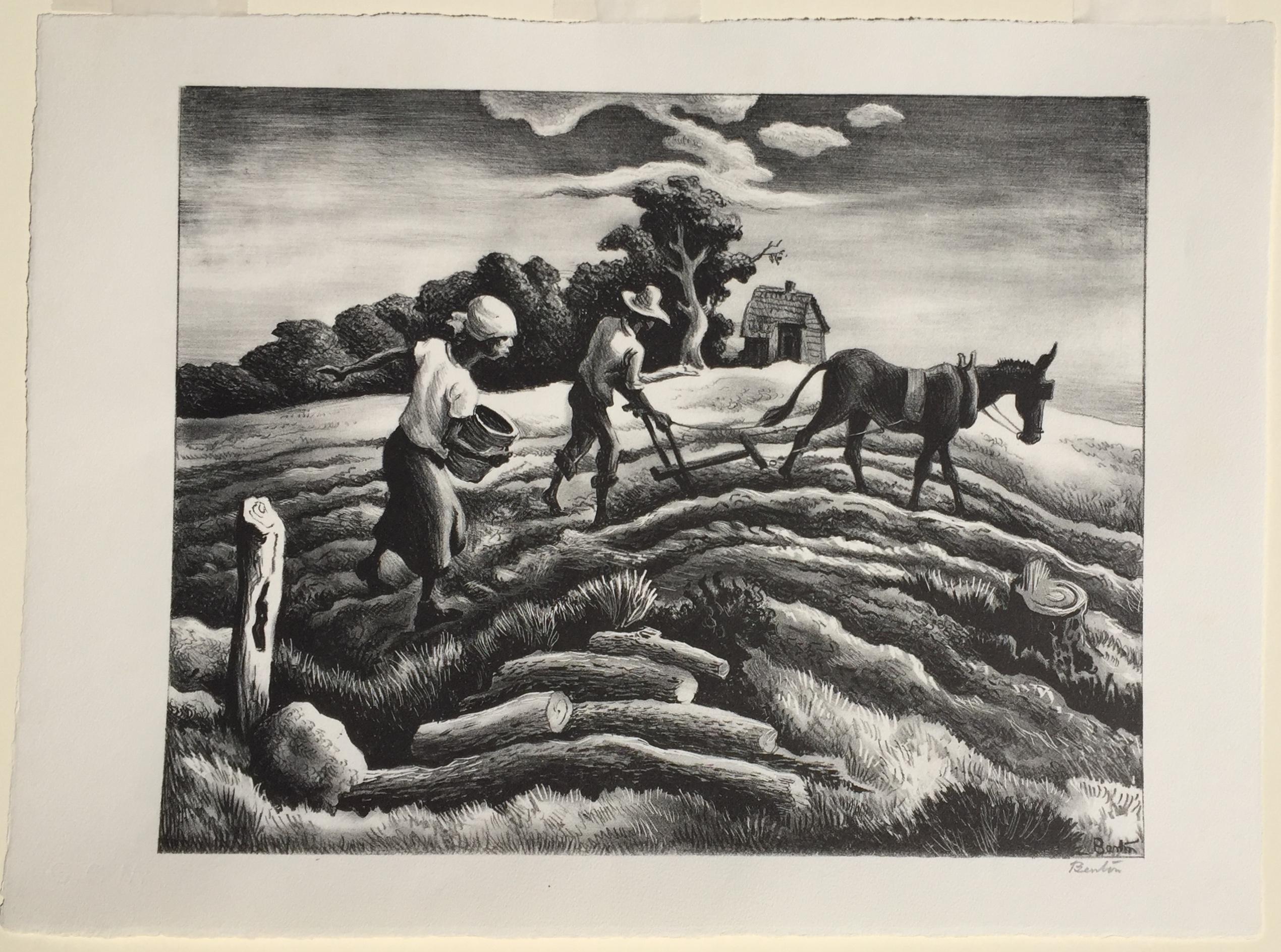 ANBAU (Grau), Figurative Print, von Thomas Hart Benton