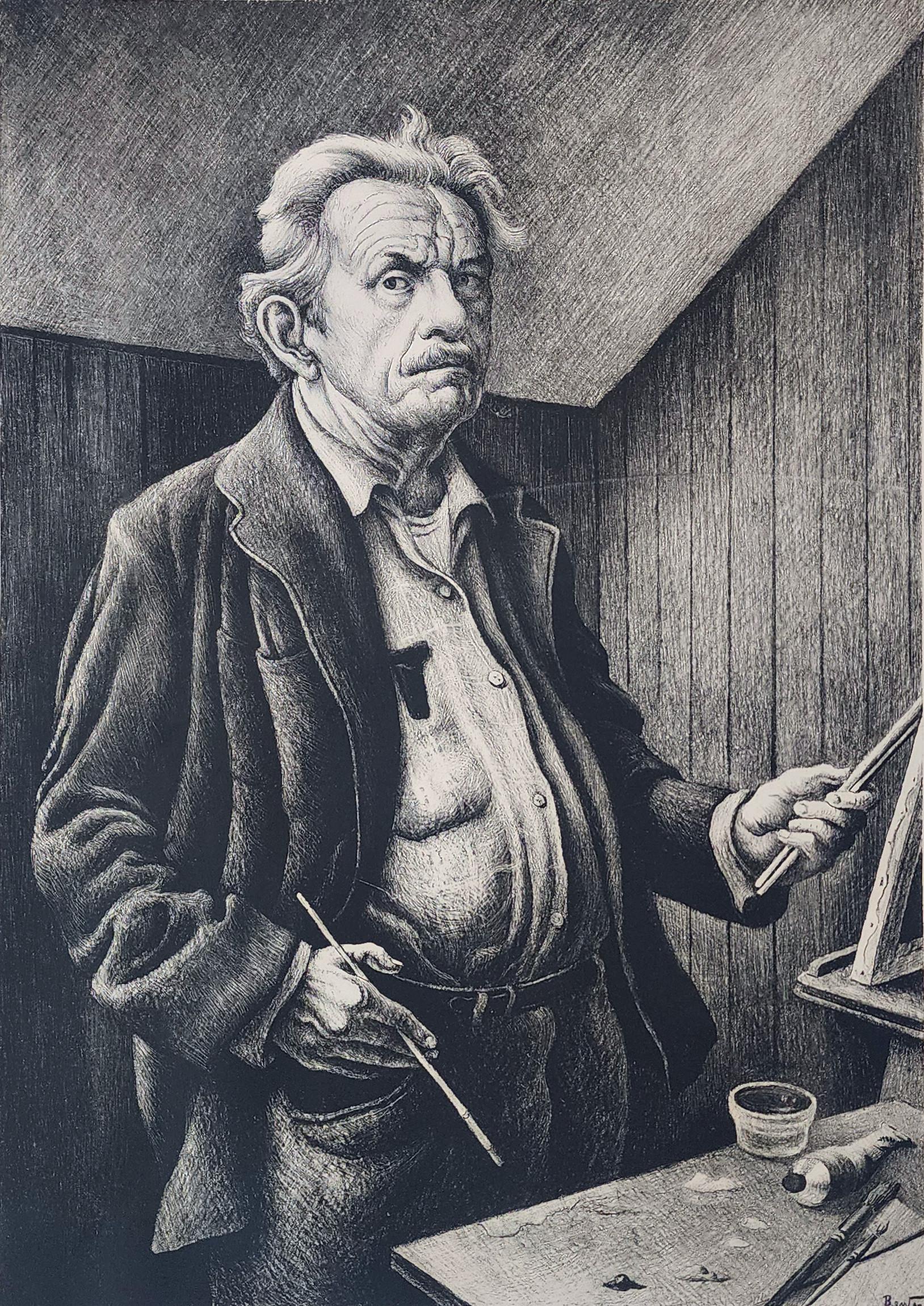 Self Portrait (~24% OFF LIST PRICE, Midwestern Art, American Painter, Modern) - Print by Thomas Hart Benton