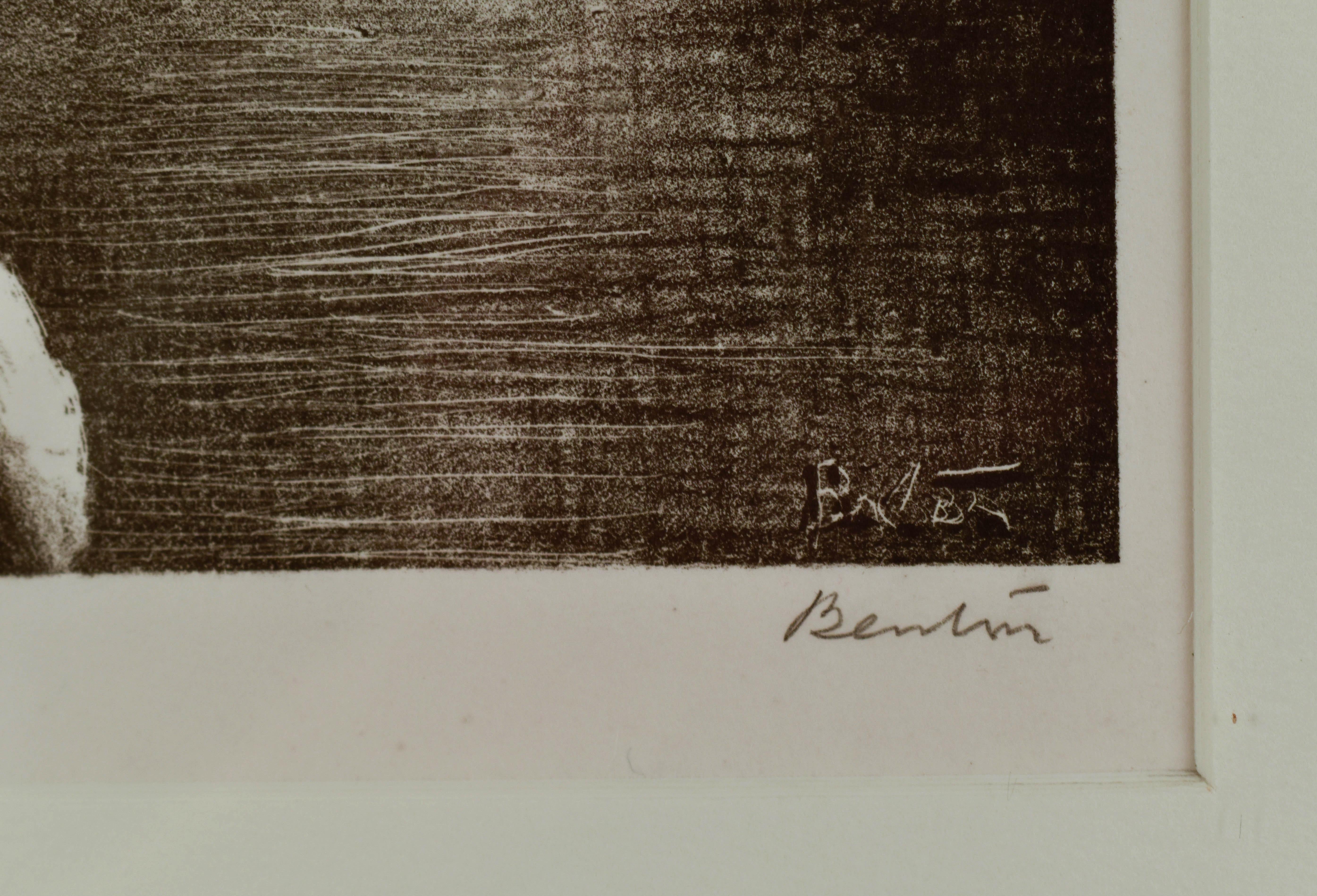 Framed size is 23  1/4  x 19 1/2  inches

Thomas Hart Benton (American 1889-1975) was born into a powerhouse political Missouri family in 1889. His great uncle, for whom he was named, had been Missouri's first United States Senator and served in