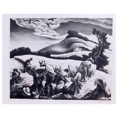 Litografia originale di Thomas Hart Benton, 1939 - "Cullare il grano"