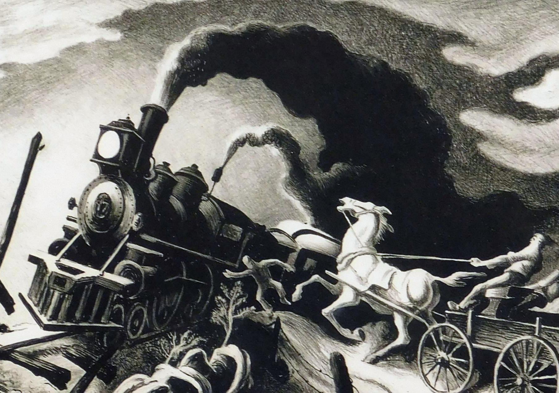Thomas Hart Benton Original Lithograph, 1944 - Wreck of the Ol’ ‘97 For Sale 2