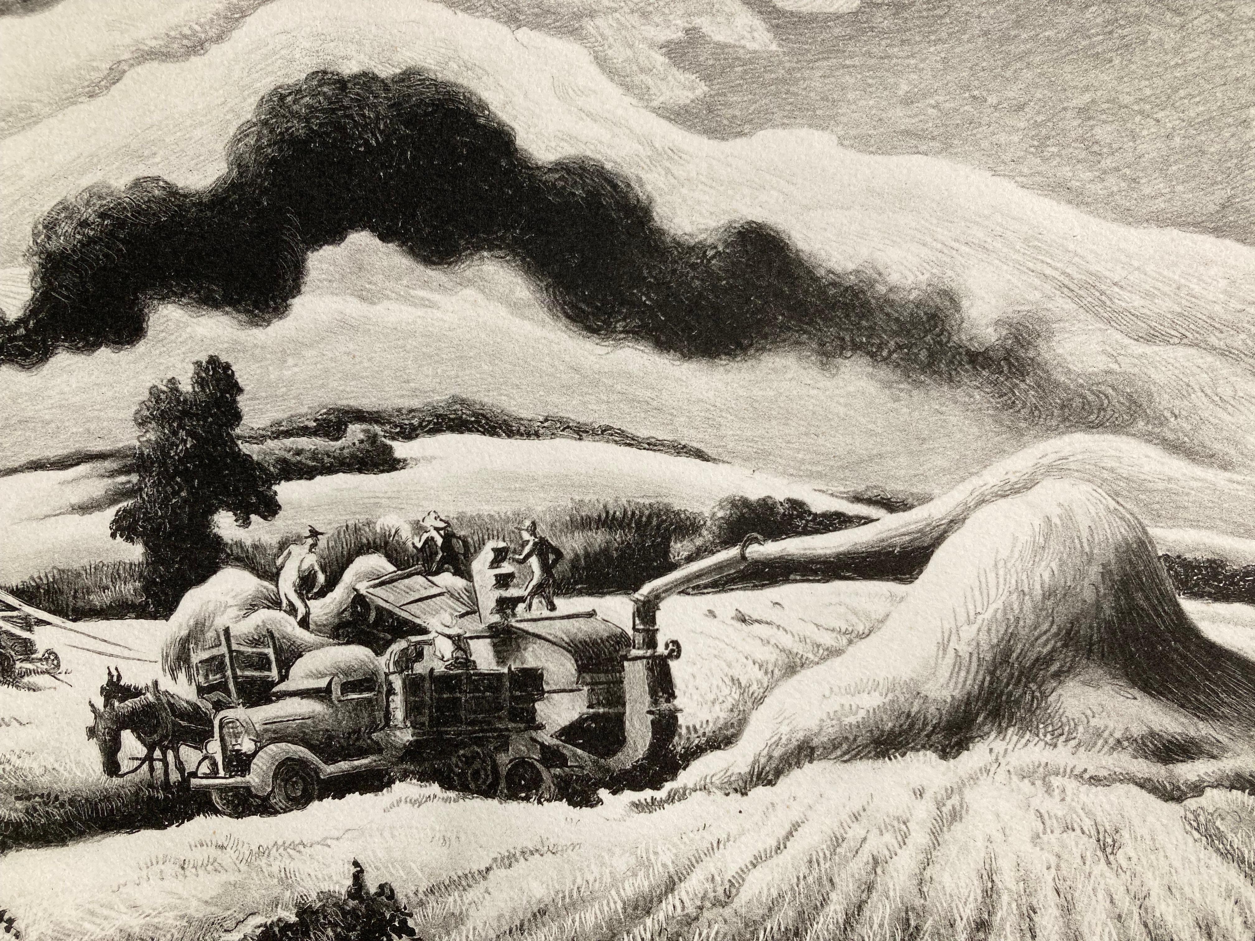 THRESHING - American Realist Print by Thomas Hart Benton