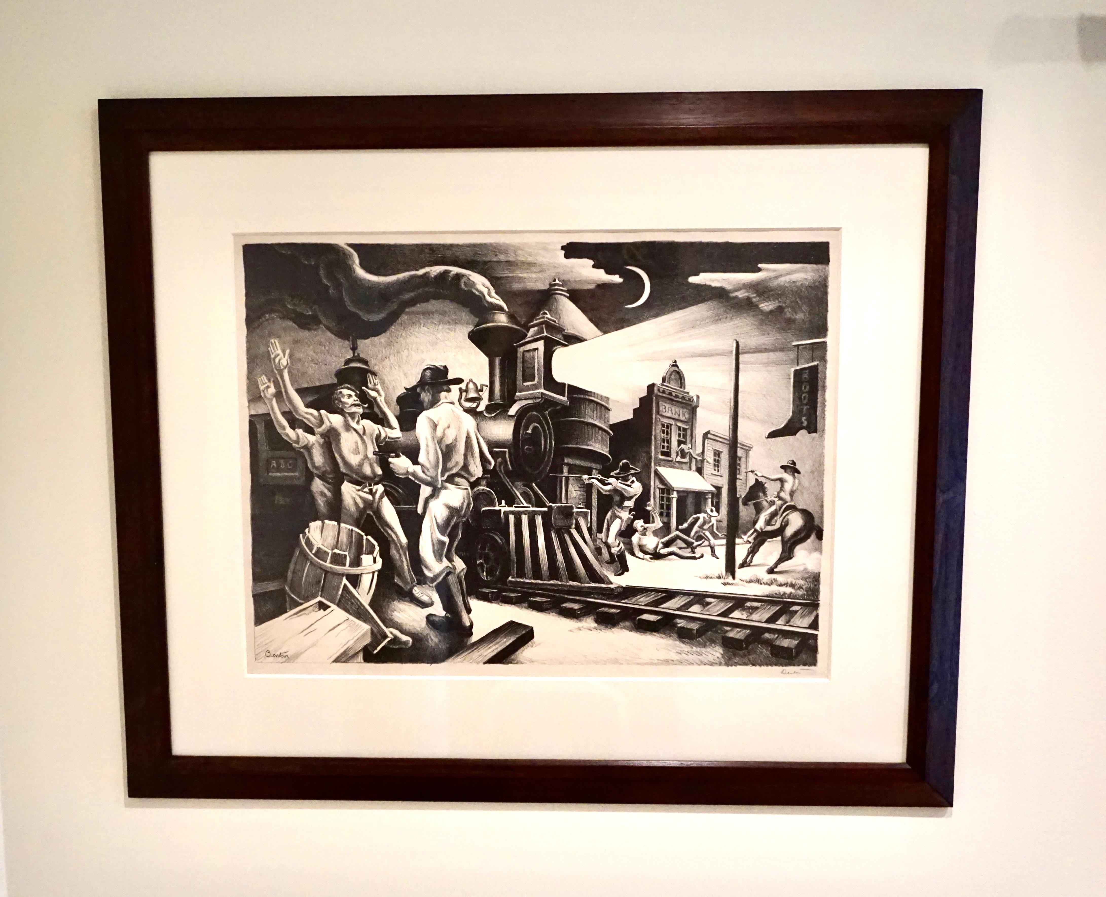 A large folio lithograph on wove paper signed in pencil lower right, from the edition of 100 published by Associated American Artists New York, with full margins, archivally matted and framed. The source of this lithograph was from a section of the