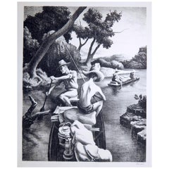 Thomas Hart Benton Lithograph, 1939, Down the River