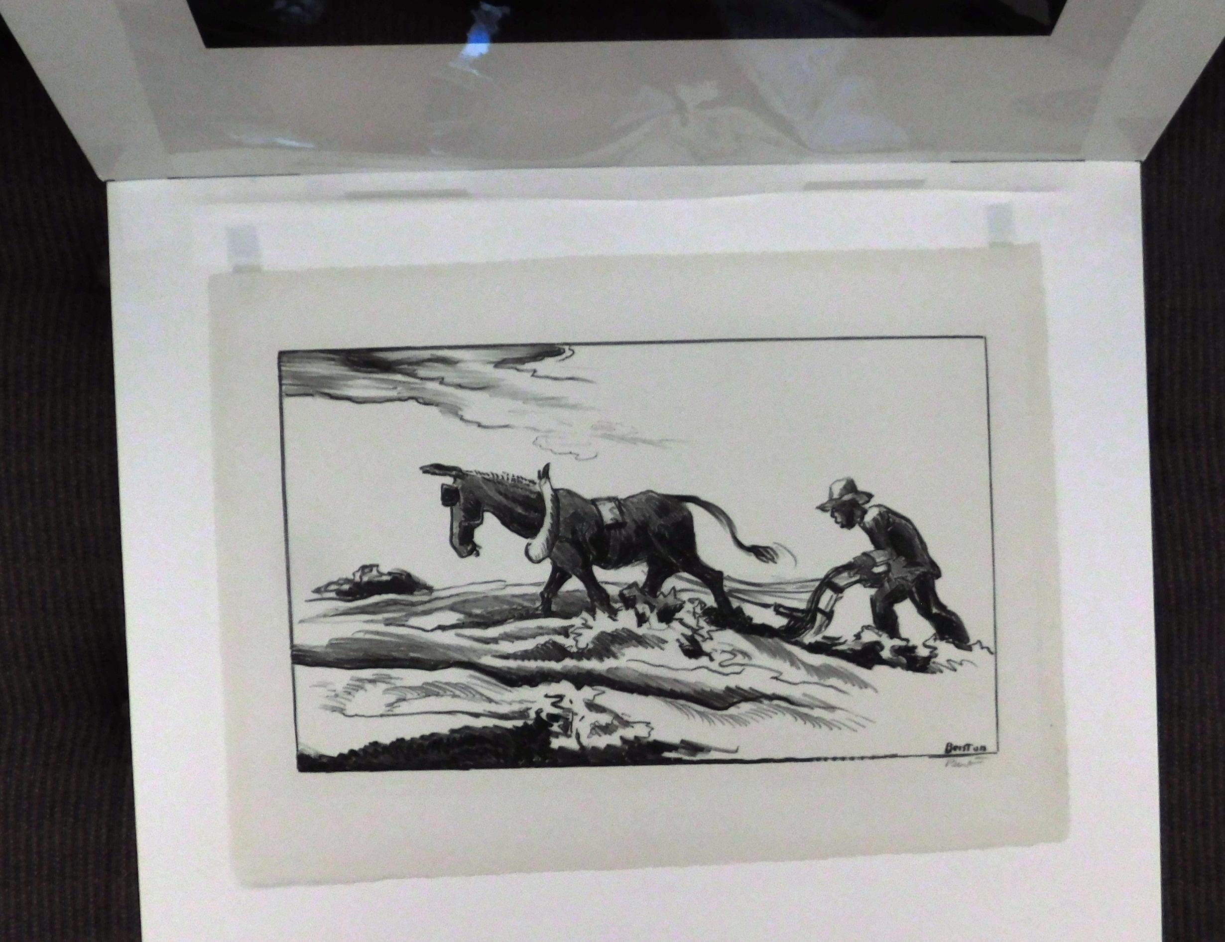 Papier Lithographie originale de Thomas Hart Benton, 1934 - Plowing it Under en vente